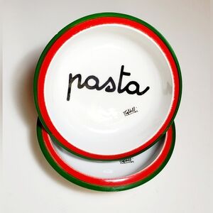 Vintage Baldelli Italiana Red And Green Pasta Bowls (Set Of 2)